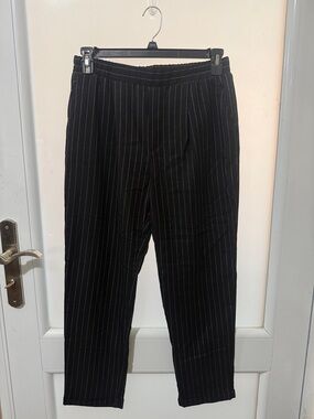 Forever 21 Black Pinstripe Tapered Pants